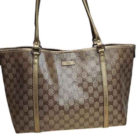 GUCCI Crystal Monogram Medium Joy Tote Gold 